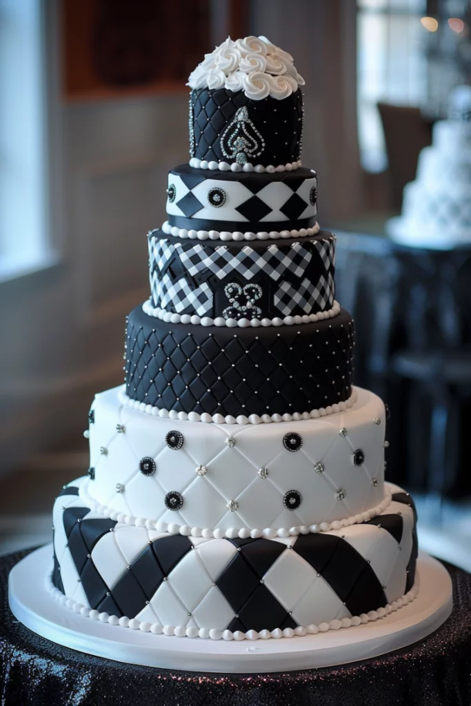 Черно белый свадебный торт для свадьбы в Грузии